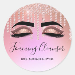 Luxus Rose Gold Diamond Tropfen Lash Cleanser Runder Aufkleber