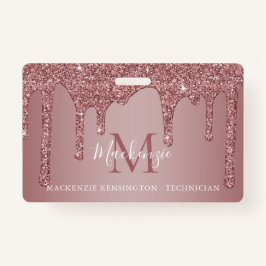Luxus Rose Gold Dripping Glitzer Monogram Foto Ausweis