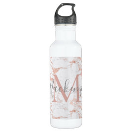 Luxus Rose Gold Foil Marmor Monogramm Edelstahlflasche