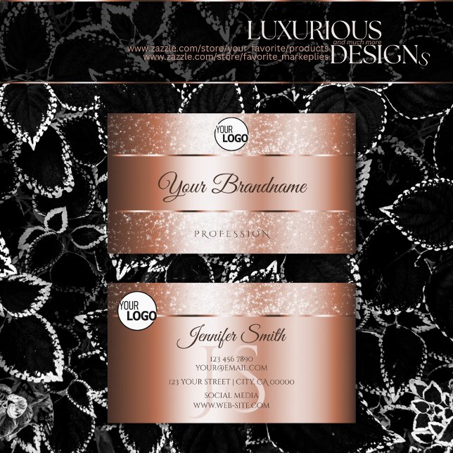 Luxus Rose Gold Funkelnd Glitzer Initialen und Log Visitenkarte (Von Creator hochgeladen)