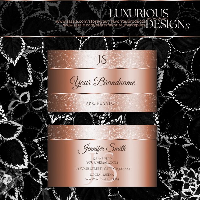 Luxus Rose Gold Funkelnd Glitzer und Initialen Visitenkarte (Von Creator hochgeladen)