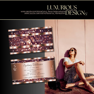 Luxus Rose Gold Glitzer Sparkle Stars Monogramm Visitenkarte