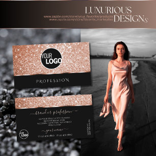 Luxus Rose Gold Glitzer Stars Chic Black and Logo Visitenkarte