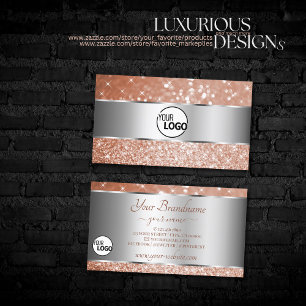 Luxus Rose Gold Glitzer Stars Logo Silber Elegant Visitenkarte