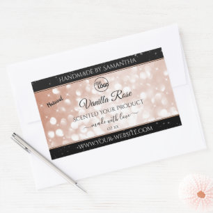 Luxus Rose Gold Glitzer Stars Produktmarken Logo Rechteckiger Aufkleber