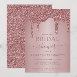 Luxus Rose Gold Glitzer Tropfen Brautparty Einladung