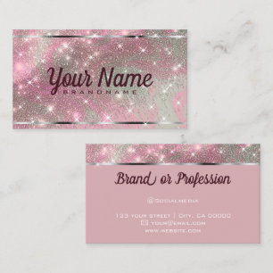 Luxus Rose Gold Marmorierter Glitzer Shiny Stars C Visitenkarte