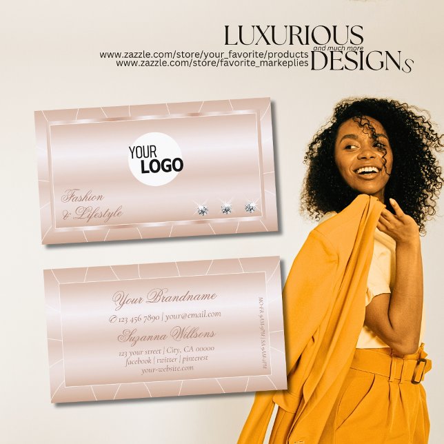 Luxus Rose Gold mit Diamanten und Logo Exquisite Visitenkarte (Von Creator hochgeladen)