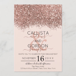 Luxus Rose Gold Pink Glitzer Confetti Verlobung Einladung