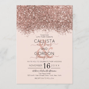 Luxus Rose Gold Pink Glitzer Confetti Wedding Einladung