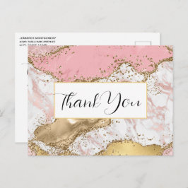Luxus Rose Gold Pink Marmor Design Vielen Dank Postkarte