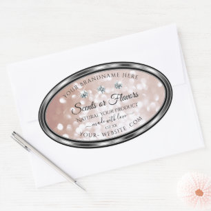 Luxus Rose Gold Produktmarken Dazzling Juwelen Ovaler Aufkleber