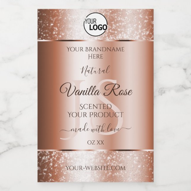 Luxus Rose Gold Soft Glitzer Logo Lebensmitteletikett (Einzelnes Label)