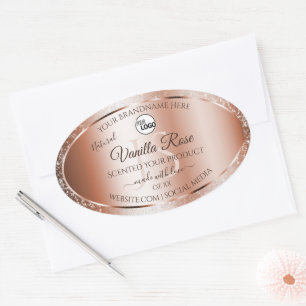 Luxus Rose Gold Soft Glitzer Logo Ovaler Aufkleber