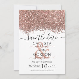 Luxus Rose Gold Weißer Glitzer Confetti Wedding Save The Date