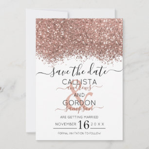 Luxus Rose Gold Weißer Glitzer Confetti Wedding Save The Date