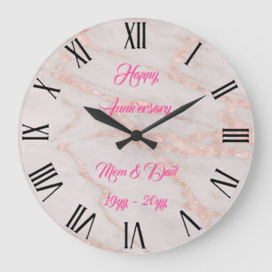 Luxus-Rosé Pink Blush Glitter-Marmor individuell a Große Wanduhr