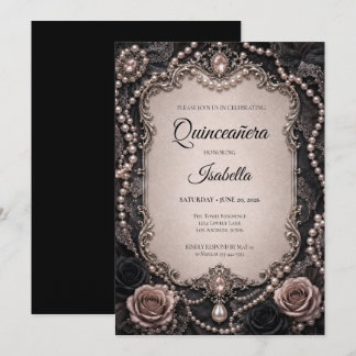 Luxus-Rosé-Rhinstones-Glitter-Quinceañera Einladung
