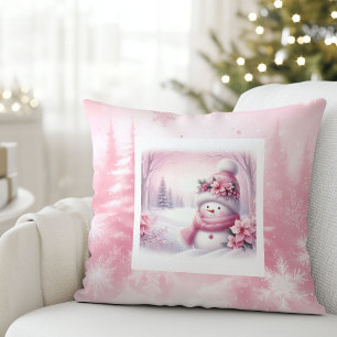 Luxus-Rosé-Schneemann-Winterszene-Kinderzimmer-Kis Kissen