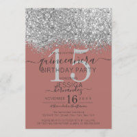 Luxus-Rose Silver Glitzer Confetti Quinceañera