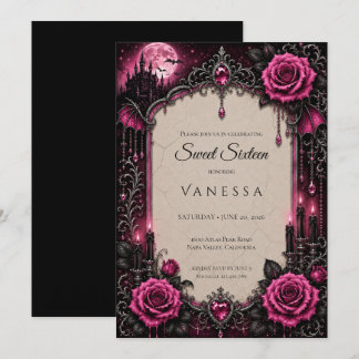 Luxus-Rosé Strass Glitter Sweet 16 Einladung