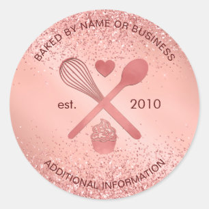 Luxus-Roségold-Glitter-Bäckerei-Cupcake-Gebäck Runder Aufkleber