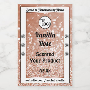 Luxus-Roségold-Glitter-Sterne Produktetiketten-Log Lebensmitteletikett