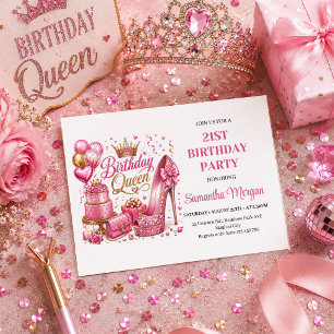 Luxus-Roségold-Glitzer-Geburtstags-Queen-Party-Ein Einladung