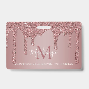 Luxus-Roségold-glitzerndes Monogramm-Foto Ausweis