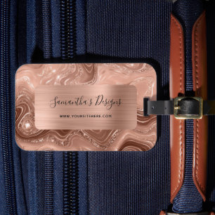 Luxus-Roségold-Marmor-Achat-Glamour-Folie Gepäckanhänger