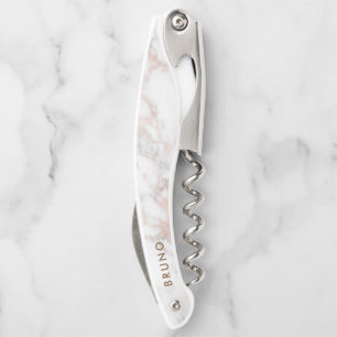 Luxus-Roségold-Marmor-Monogramm Kellnermesser