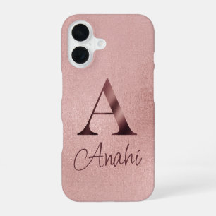 Luxus-Roségold-Monogramm iPhone 16 Hülle