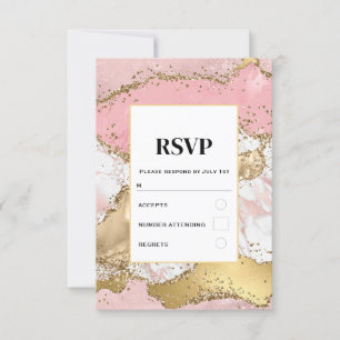 Luxus-Roségold-Pink-Marmor-Design-Hochzeit RSVP Karte