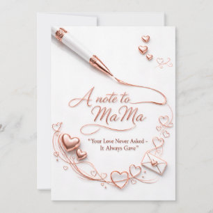 Luxus-Roségold-Postkarte "Eine Nachricht an Mama" Feiertagskarte