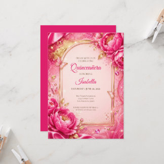 Luxus-Roségold-Prinzessin-Quinceañera Einladung