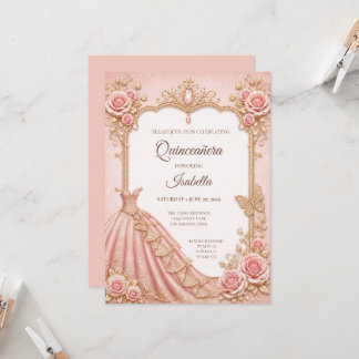 Luxus-Roségold-Prinzessin-Quinceañera Einladung