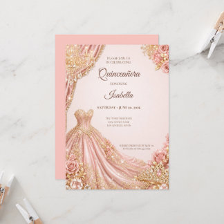 Luxus-Roségold-Prinzessin-Quinceañera Einladung