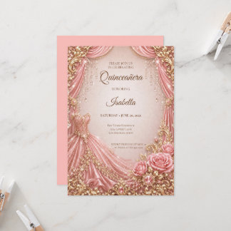 Luxus-Roségold-Prinzessin-Quinceañera Einladung