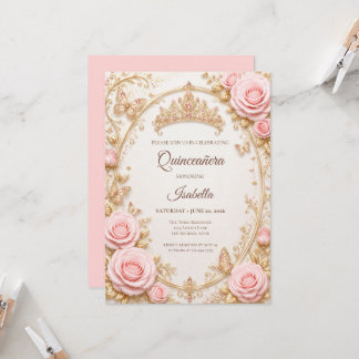 Luxus-Roségold-Prinzessin-Quinceañera Einladung