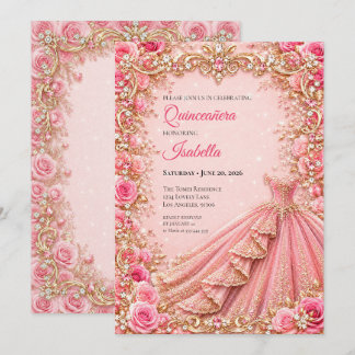 Luxus-Roségold-Prinzessin-Quinceañera-Einladung Einladung
