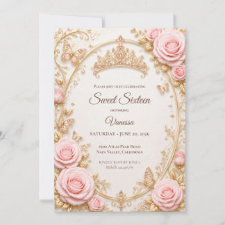 Luxus-Roségold-Prinzessin Sweet 16 Einladung