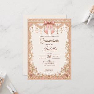 Luxus-Roségold-Quinceañera Einladung