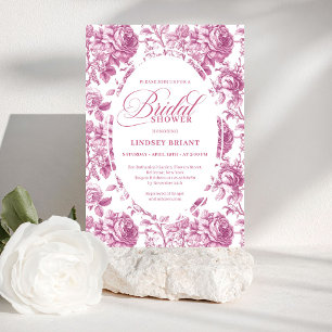 Luxus-Roségold-Toile-Rosen-Blumen-Brautparty Einladung