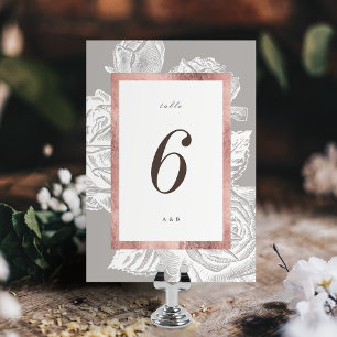 Luxus-Roségold-vintage-botanic Hochzeit Tischnummer