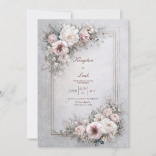Luxus-Roségoldrahmen Florale Hochzeit Einladung