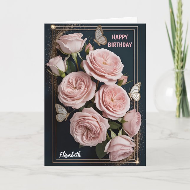 Luxus-Rosen-Geburtstag  Karte (Vorderseite)