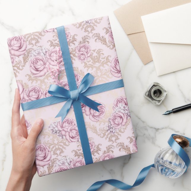 Luxus-Rosenmuster-Verpackungspapier Geschenkpapier (Schenken)
