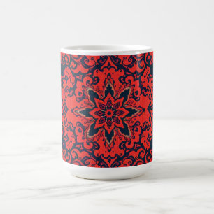 Luxus-Rot-Blau-Ornament-Perser-Medaillon-Muster Kaffeetasse