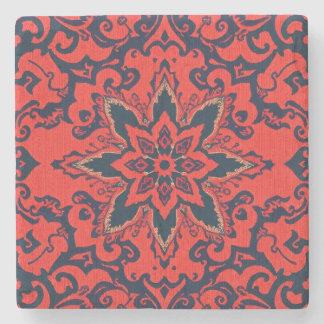 Luxus-Rot-Blau-Ornament-Perser-Medaillon-Muster Steinuntersetzer