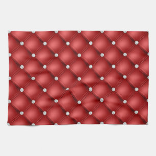 Luxus-Rot-Diamant-Tufting-Muster Geschirrtuch